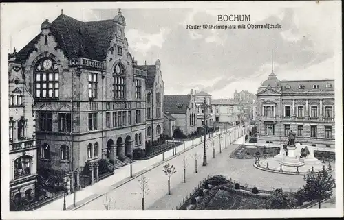 Ak Bochum im Ruhrgebiet, Kaiser Wilhelm Platz mit Oberrealschule