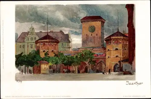 Künstler Litho Kley, Heinrich, München, Isartor