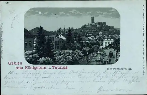 Mondschein Litho Königstein im Taunus, Frankfurter Straße