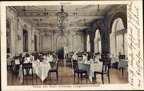 Ak Langenschwalbach Bad Schwalbach im Taunus, Hotel Alleesaal, Speisesaal