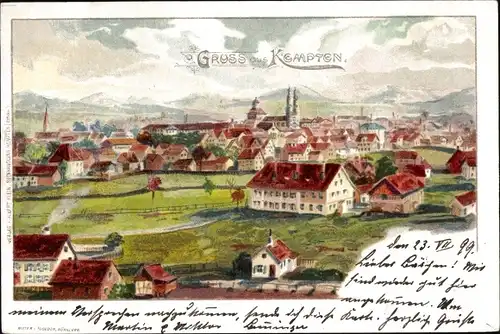 Ak Kempten im Allgäu Schwaben, Gesamtansicht