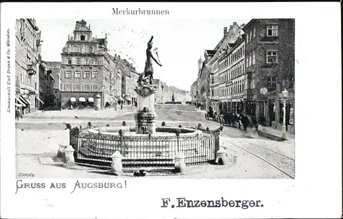 Ak Augsburg in Schwaben, Merkurbrunnen