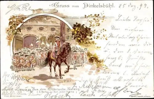 Litho Dinkelsbühl in Mittelfranken, Aus dem Kinderzeche Festzug