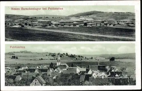 Ak Feldstetten Laichingen in Württemberg, Neues Barackenlager, Panorama