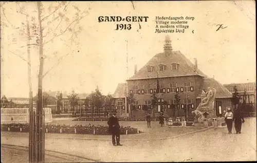 Ak Gand Gent Ostflandern, Exposition Internationale 1913, Modernes Dorf
