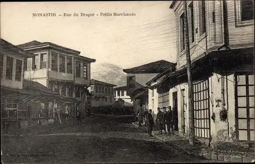 Ak Bitola Monastir Mazedonien, Rue du Dragor, Petits Marchands