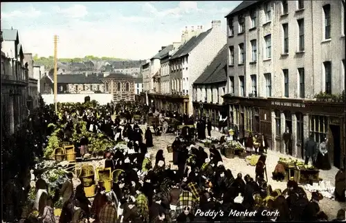 Ak Cork Irland, Paddy's Market, Verkaufsstände am Markt