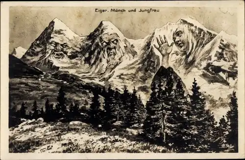 Ak Kanton Bern, Eiger, Mönch, Jungfrau, Berggesichter