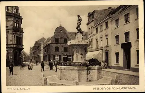 Ak Kempen am Niederrhein, Kriegerdenkmal Brunnen