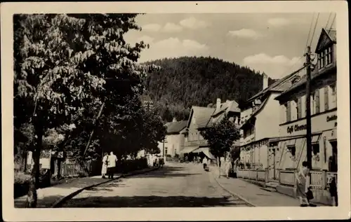 Ak Sitzendorf in Thüringen, Straßenpartie, Café