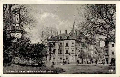 Ak Freiberg in Ssachsen, Blick in die August-Bebel-Straße