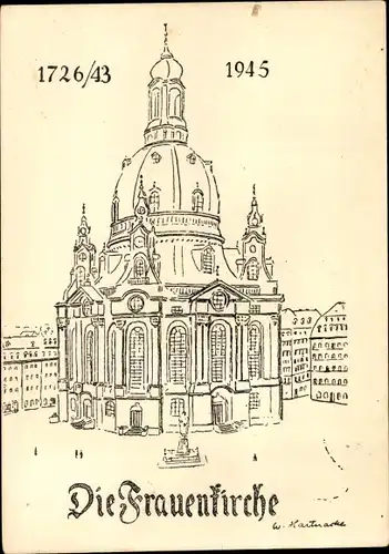 Künstler Ak Dresden Altstadt, Frauenkirche
