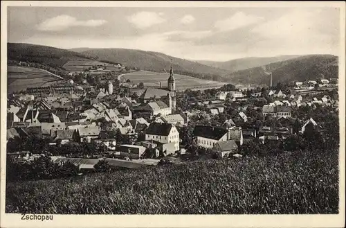Ak Zschopau im Erzgebirge Sachsen, Ortsansicht mit Kirche