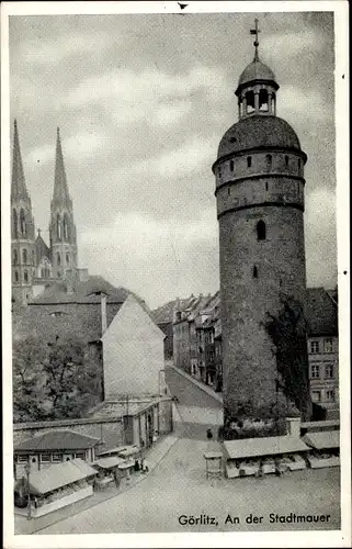 Ak Görlitz in der Lausitz, An der Stadtmauer