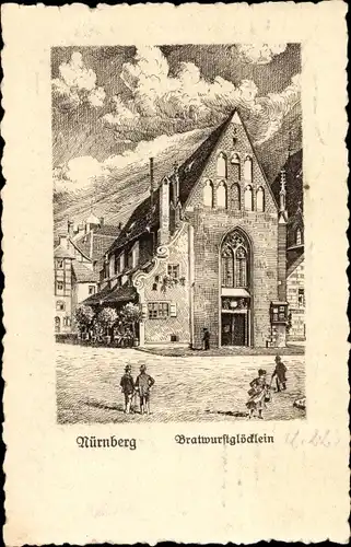 Künstler Ak Nürnberg in Mittelfranken, Bratwurstglöcklein