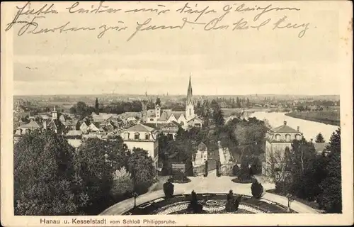 Ak Hanau am Main, Blick vom Schloss Philippsruhe