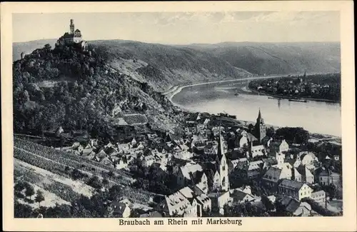 Ak Braubach am Rhein, Ort mit Marksburg