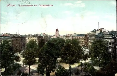 Ak Mainz am Rhein, Kaiserstraße mit Christuskirche