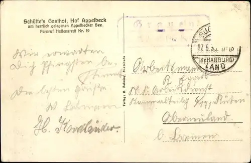 Ak Hollenstedt in Niedersachsen, Schütte's Gasthof, Hof Appelbeck, Schwäne, Bootspartie