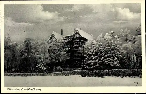 Ak Tambach Dietharz in Thüringen, Teilansicht, Wintermotiv