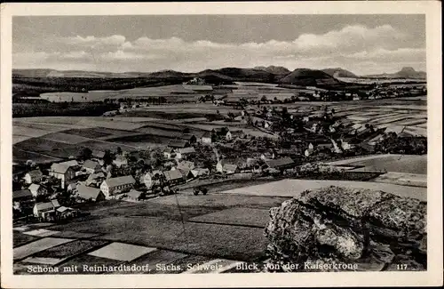 Ak Reinhardtsdorf Schöna Sächsische Schweiz, Blick auf den Ort von der Kaiserkrone