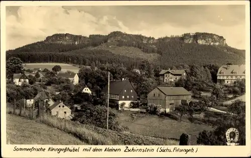 Ak Kleingießhübel Reinhardtsdorf Schöna in Sachsen, Ortsansicht mit dem kleinen Zschirnstein