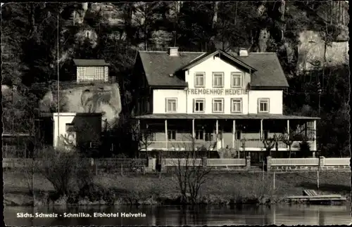 Ak Schmilka Bad Schandau Sächsische Schweiz, Elbhotel Helvetia