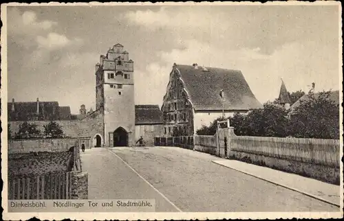 Ak Dinkelsbühl in Mittelfranken, Nördlinger Tor und Stadtmühle