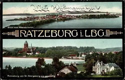 Ak Ratzeburg im Herzogtum Lauenburg, Blick vom Wasserturm, Blick vom St. Georgsberg