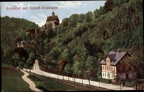 Ak Kriebstein in Mittelsachsen, Burg Kriebstein, Schloss, Kriebetal