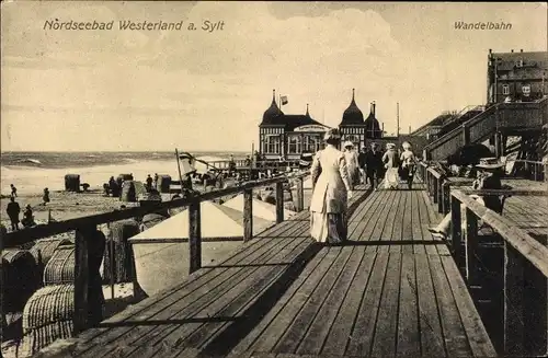 Ak Westerland auf Sylt, Promenade, Wandelbahn, Strandkörbe, Spaziergänger