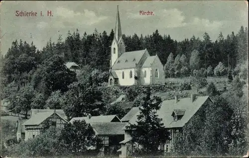 Mondschein Ak Schierke Wernigerode im Harz, Kirche