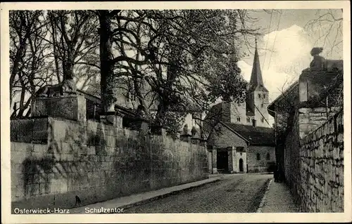 Ak Osterwieck am Harz, Schulzentor, Kirche