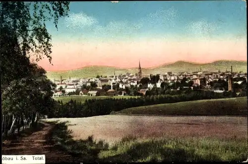 Ak Löbau in Sachsen, Panorama vom Waldweg aus