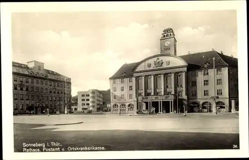 Ak Sonneberg in Thüringen, Rathaus, Postamt, Ortskrankenkasse