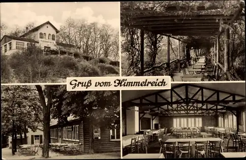 Ak Bad Kösen Naumburg an der Saale, Berggasthaus Himmelreich, Außenansicht, Terrasse, Innenansicht