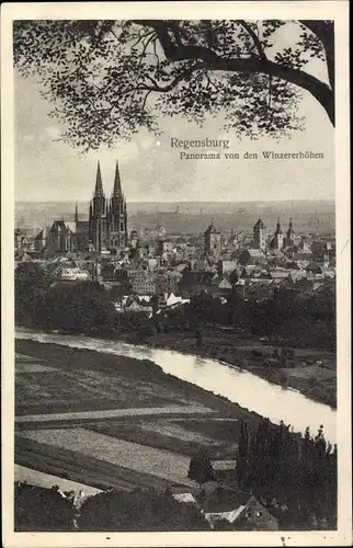 Ak Regensburg an der Donau Oberpfalz, Panorama von den Winzererhöhen
