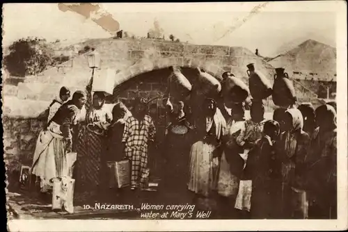 Ak Nazaret Nazareth Israel, Women carrying water at Mary's Well