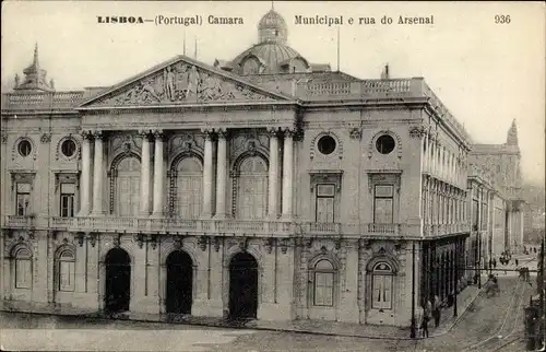 Ak Lisboa Lissabon Portugal, Camara Municipal e rua do Arsenal