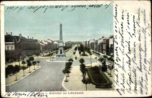 Ak Lisboa Lissabon Portugal, Avenida da Liberdade, Denkmal