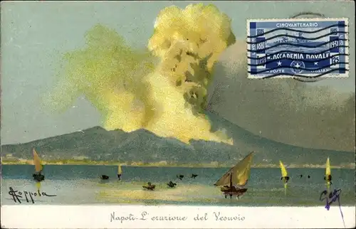 Künstler Ak Napoli Neapel Campania, l'eruzione del Vesuvio