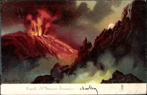 Künstler Ak Napoli Neapel Campania, Il Vesuvio Eruzione