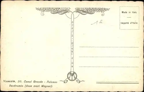Ak Venezia Venedig Veneto, Canal Grande, Palazzo Vendramin (dove mori Wagner)