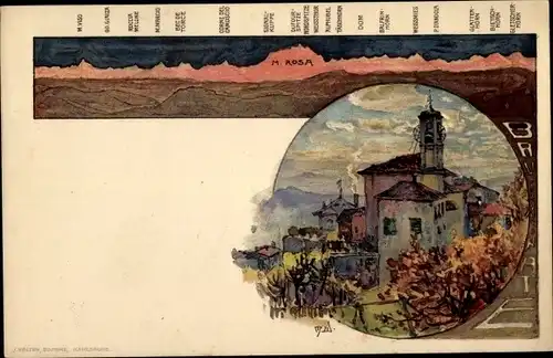 Künstler Ak Wielandt, Manuel, Brunate Lago di Como Lombardia, M. Rosa