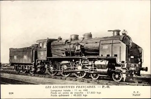 Ak Les Locomotives Francaises, P. O., Machine 4324, Französische Eisenbahn