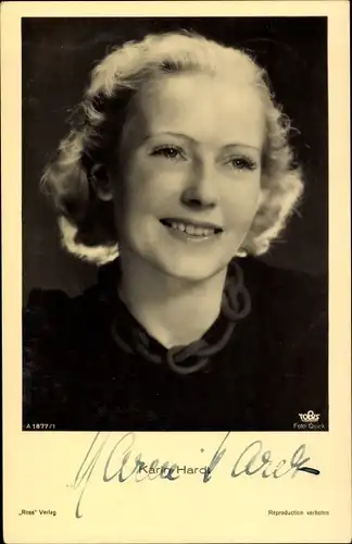 Ak Schauspielerin Karin Hardt, Portrait, Autogramm