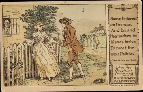 Gedicht Künstler Ak Caldecott, Randolph, Come Lasses and Lads, Some loitered on the way