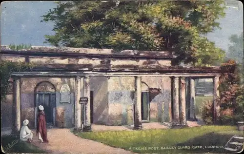 Künstler Ak Lakhnau Lucknow Indien, Aitken's Post, Bailley Guard Gate