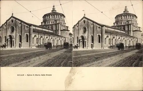 Stereo Ak Milano Mailand Lombardia, Eglise S.Maria delle Grazie