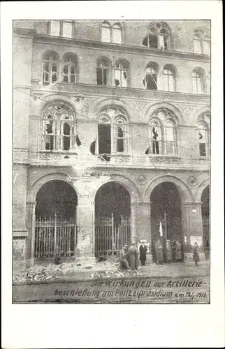 Ak Berlin Mitte, Straßenkämpfe 1919, Polizeipräsidium, Wirkung der Artilleriebeschießung